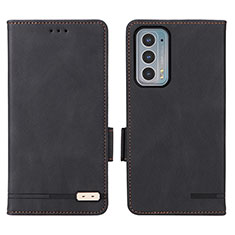 Leather Case Stands Flip Cover Holder L03Z for Motorola Moto Edge 20 5G Black