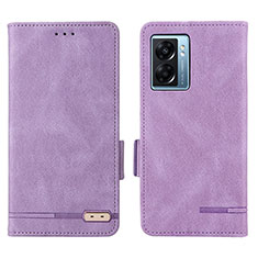 Leather Case Stands Flip Cover Holder L03Z for Oppo A77 5G Purple