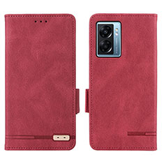 Leather Case Stands Flip Cover Holder L03Z for Oppo A77 5G Red