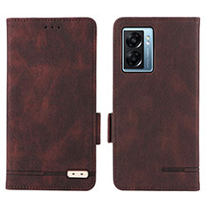 Leather Case Stands Flip Cover Holder L03Z for Oppo K10 5G India Brown