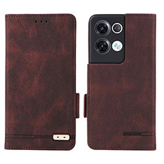 Leather Case Stands Flip Cover Holder L03Z for Oppo Reno8 Pro 5G Brown
