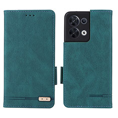 Leather Case Stands Flip Cover Holder L03Z for Oppo Reno9 5G Green