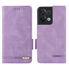 Leather Case Stands Flip Cover Holder L03Z for Oppo Reno9 5G Purple