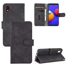 Leather Case Stands Flip Cover Holder L03Z for Samsung Galaxy A01 Core Black