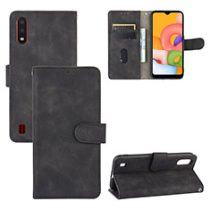 Leather Case Stands Flip Cover Holder L03Z for Samsung Galaxy A01 SM-A015 Black