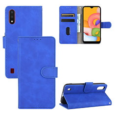 Leather Case Stands Flip Cover Holder L03Z for Samsung Galaxy A01 SM-A015 Blue