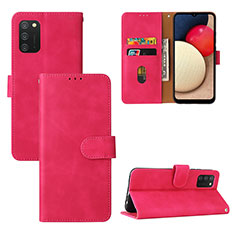 Leather Case Stands Flip Cover Holder L03Z for Samsung Galaxy A02s Hot Pink