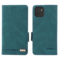 Leather Case Stands Flip Cover Holder L03Z for Samsung Galaxy A03 Green