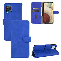 Leather Case Stands Flip Cover Holder L03Z for Samsung Galaxy A12 5G Blue