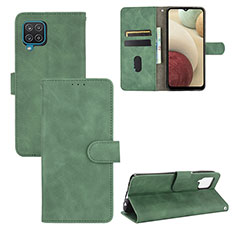 Leather Case Stands Flip Cover Holder L03Z for Samsung Galaxy A12 Green