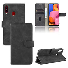 Leather Case Stands Flip Cover Holder L03Z for Samsung Galaxy A20s Black