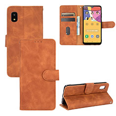 Leather Case Stands Flip Cover Holder L03Z for Samsung Galaxy A21 SC-42A Brown