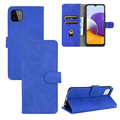 Leather Case Stands Flip Cover Holder L03Z for Samsung Galaxy A22s 5G Blue