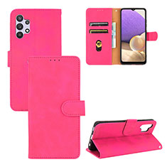 Leather Case Stands Flip Cover Holder L03Z for Samsung Galaxy A32 4G Hot Pink