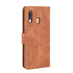 Leather Case Stands Flip Cover Holder L03Z for Samsung Galaxy A40 Brown