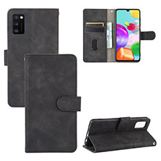 Leather Case Stands Flip Cover Holder L03Z for Samsung Galaxy A41 Black