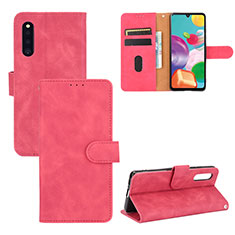 Leather Case Stands Flip Cover Holder L03Z for Samsung Galaxy A41 SC-41A Hot Pink