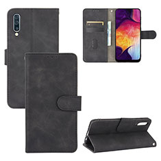 Leather Case Stands Flip Cover Holder L03Z for Samsung Galaxy A50S Black