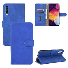 Leather Case Stands Flip Cover Holder L03Z for Samsung Galaxy A50S Blue