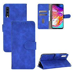 Leather Case Stands Flip Cover Holder L03Z for Samsung Galaxy A70S Blue