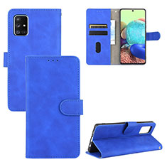 Leather Case Stands Flip Cover Holder L03Z for Samsung Galaxy A71 4G A715 Blue