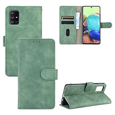 Leather Case Stands Flip Cover Holder L03Z for Samsung Galaxy A71 4G A715 Green