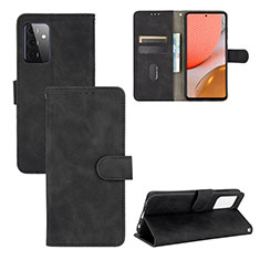 Leather Case Stands Flip Cover Holder L03Z for Samsung Galaxy A72 4G Black