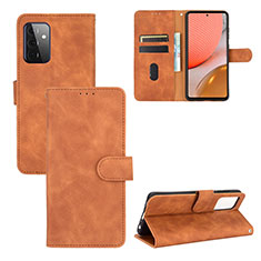 Leather Case Stands Flip Cover Holder L03Z for Samsung Galaxy A72 4G Brown