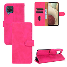 Leather Case Stands Flip Cover Holder L03Z for Samsung Galaxy F12 Hot Pink