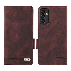 Leather Case Stands Flip Cover Holder L03Z for Samsung Galaxy F13 4G Brown