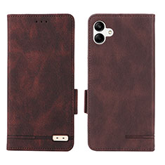 Leather Case Stands Flip Cover Holder L03Z for Samsung Galaxy F14 5G Brown