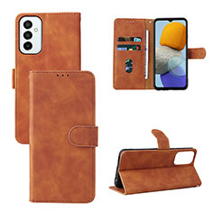 Leather Case Stands Flip Cover Holder L03Z for Samsung Galaxy F23 5G Brown