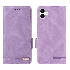 Leather Case Stands Flip Cover Holder L03Z for Samsung Galaxy M04 Purple