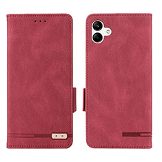 Leather Case Stands Flip Cover Holder L03Z for Samsung Galaxy M04 Red