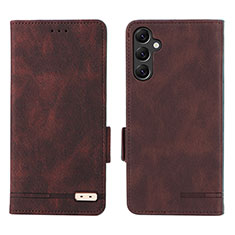 Leather Case Stands Flip Cover Holder L03Z for Samsung Galaxy M44 5G Brown