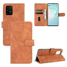 Leather Case Stands Flip Cover Holder L03Z for Samsung Galaxy S10 Lite Brown