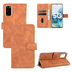 Leather Case Stands Flip Cover Holder L03Z for Samsung Galaxy S20 FE 4G Brown