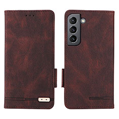 Leather Case Stands Flip Cover Holder L03Z for Samsung Galaxy S25 5G Brown