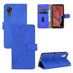 Leather Case Stands Flip Cover Holder L03Z for Samsung Galaxy XCover 5 SM-G525F Blue