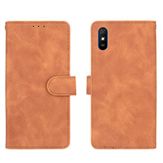 Leather Case Stands Flip Cover Holder L03Z for Xiaomi Redmi 9A Brown