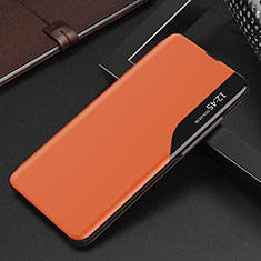 Leather Case Stands Flip Cover Holder L04 for Samsung Galaxy S24 Ultra 5G Orange