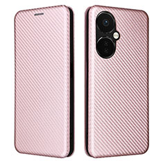 Leather Case Stands Flip Cover Holder L04Z for Oppo K11x 5G Rose Gold