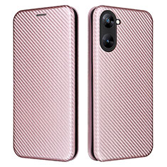 Leather Case Stands Flip Cover Holder L04Z for Realme 10S 5G Rose Gold