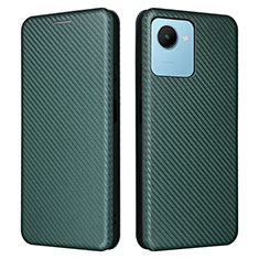 Leather Case Stands Flip Cover Holder L04Z for Realme C30 Green