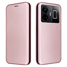 Leather Case Stands Flip Cover Holder L04Z for Realme GT3 5G Rose Gold