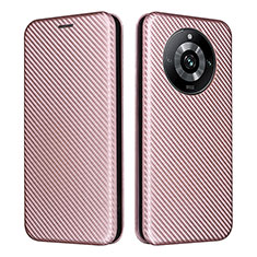 Leather Case Stands Flip Cover Holder L04Z for Realme Narzo 60 Pro 5G Rose Gold