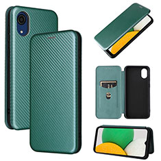 Leather Case Stands Flip Cover Holder L04Z for Samsung Galaxy A03 Core Green