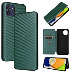 Leather Case Stands Flip Cover Holder L04Z for Samsung Galaxy A03 Green