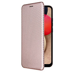 Leather Case Stands Flip Cover Holder L04Z for Samsung Galaxy A03s Rose Gold