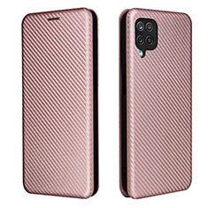 Leather Case Stands Flip Cover Holder L04Z for Samsung Galaxy A12 5G Rose Gold